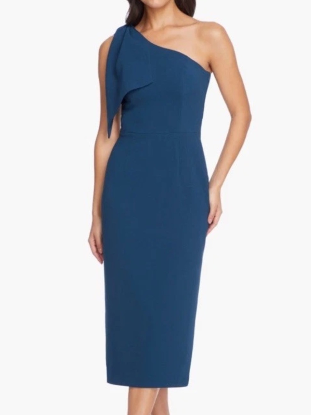 Dress The Population Tiffany One-Shoulder Midi Dress Size 10 Teal Green